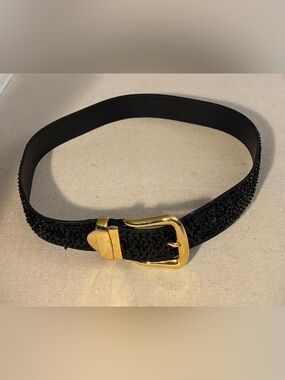 Vintage Magid Black Sequin Belt Medium